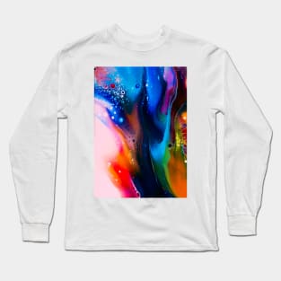 Prussian Flames (acrylic pour) Long Sleeve T-Shirt